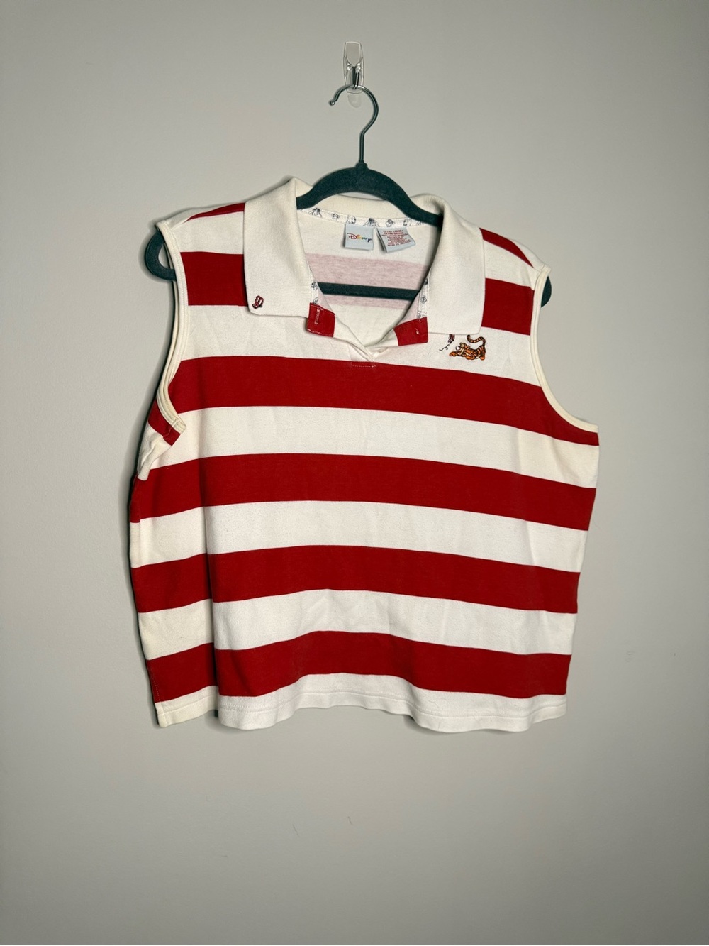 Disney Tigger Sleeveless Red and White Striped Polo Tank